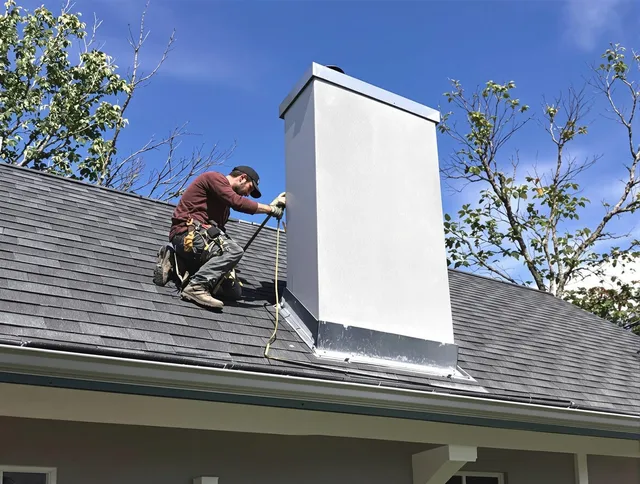 Manhattan Beach Chimney Sweep team member finishing chimney construction in Manhattan Beach, CA