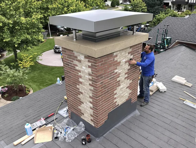 Manhattan Beach Chimney Sweep team working on a custom chimney remodel in Manhattan Beach, CA