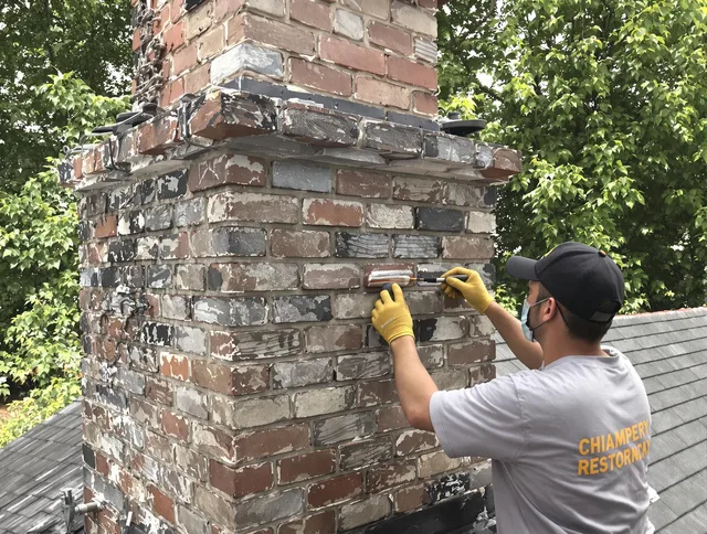In-progress chimney restoration by Manhattan Beach Chimney Sweep in Manhattan Beach, CA