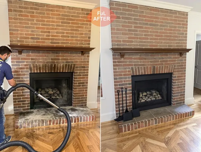 Manhattan Beach Chimney Sweep carefully sanitizing a fireplace in Manhattan Beach, CA